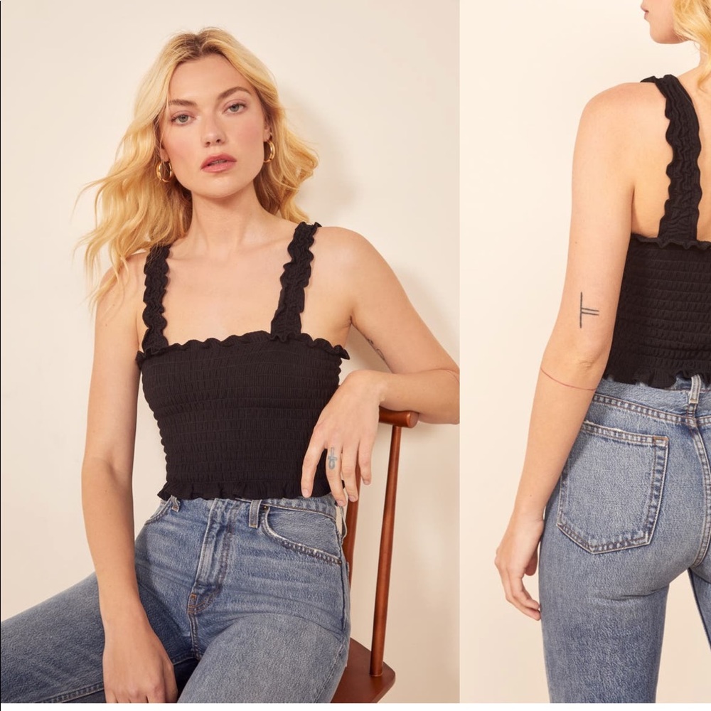 Reformation Leonore Smock Crop Top